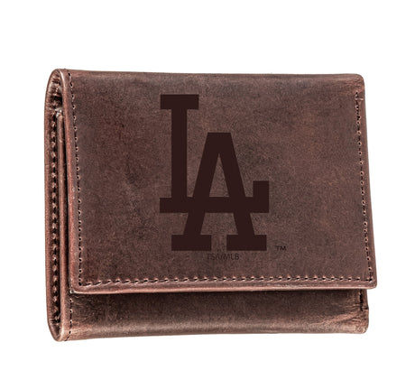 Los Angeles Dodgers Tri-Fold Wallet Brown 100% Genuine Leather - EG Collective - 801946416166