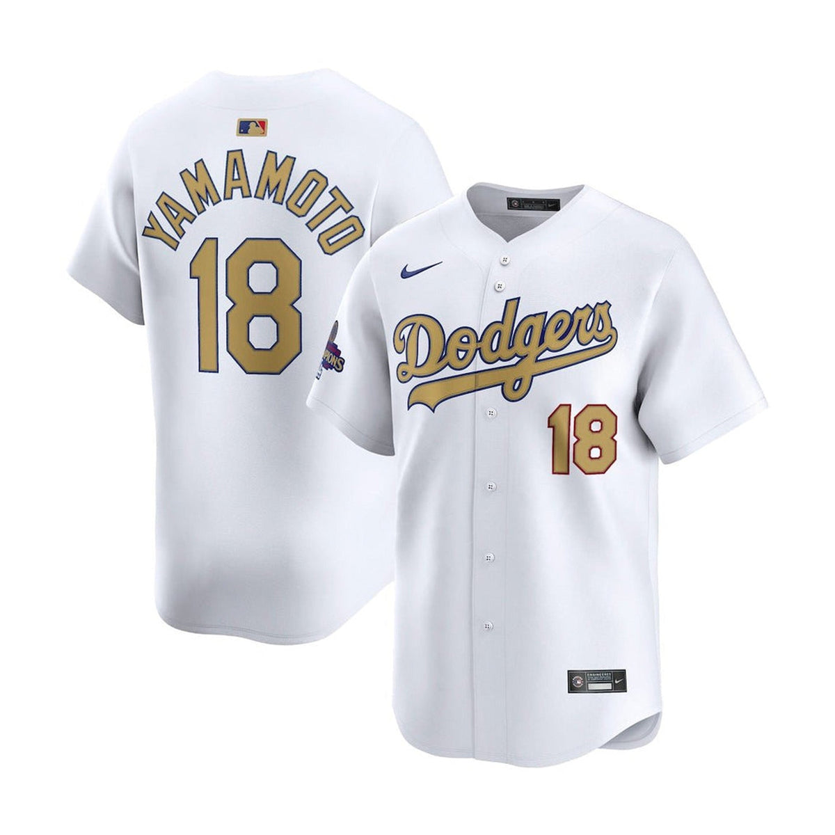 Los Angeles Dodgers Yoshinobu Yamamoto 2024 World Series Champs White Limited Jersey - Nike - 31211641125
