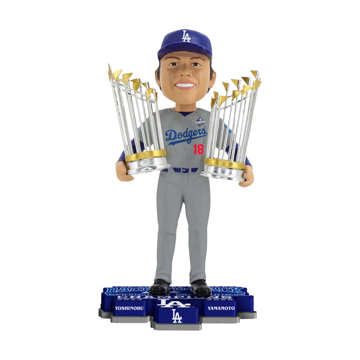 Los Angeles Dodgers Yoshinobu Yamamoto 2025 World Series Back - to - Back Champions Bobblehead - Wincraft - 31221741102