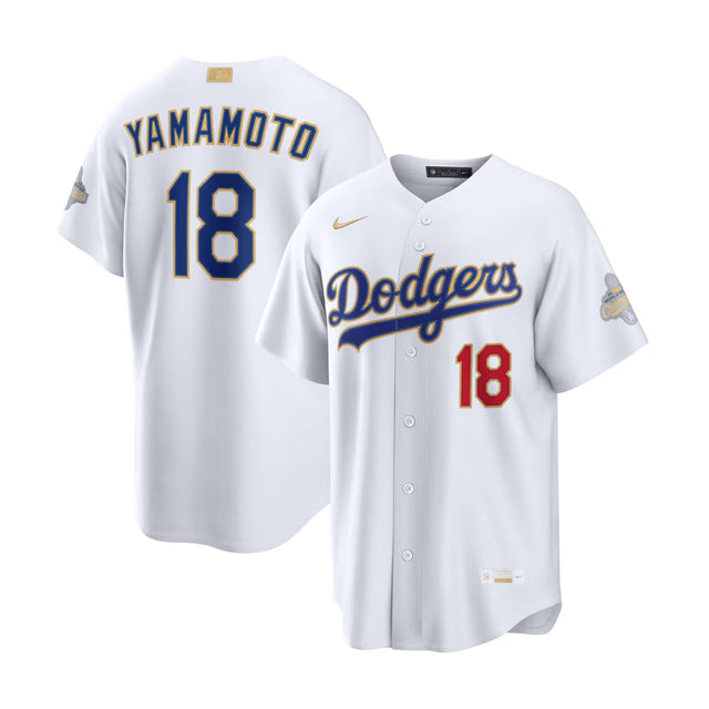 Los Angeles Dodgers Yoshinobu Yamamoto 2026 Gold Collection White Stadium Jersey - Nike - 