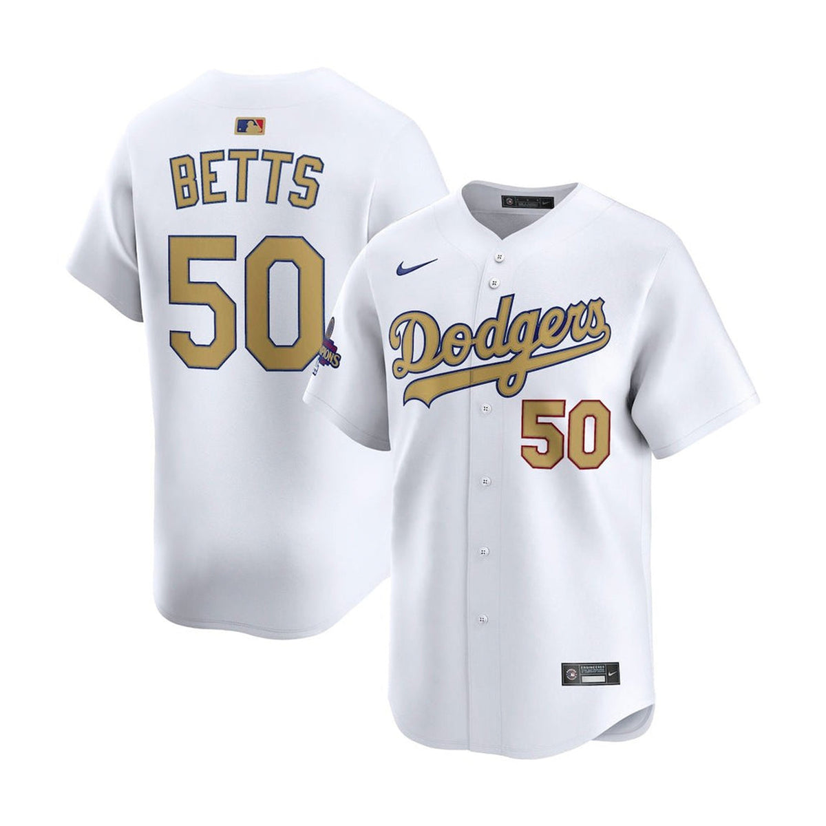 Los Angeles Dodgers Youth Mookie Betts 2024 World Series Champs White Limited Jersey