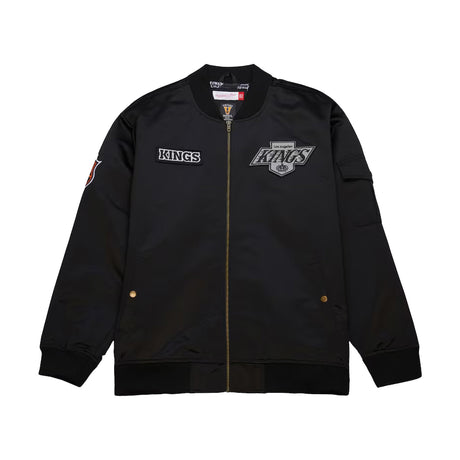 Los Angeles Kings Vintage Hockey Satin Black Full - Zip Bomber Jacket - Mitchell & Ness - 22490231601