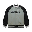 Los Angeles Kings Vintage Logo Double Clutch Gray Satin Full - Snap Jacket - Mitchell & Ness - 22030431601