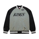 Los Angeles Kings Vintage Logo Double Clutch Gray Satin Full - Snap Jacket - Mitchell & Ness - 22030431601