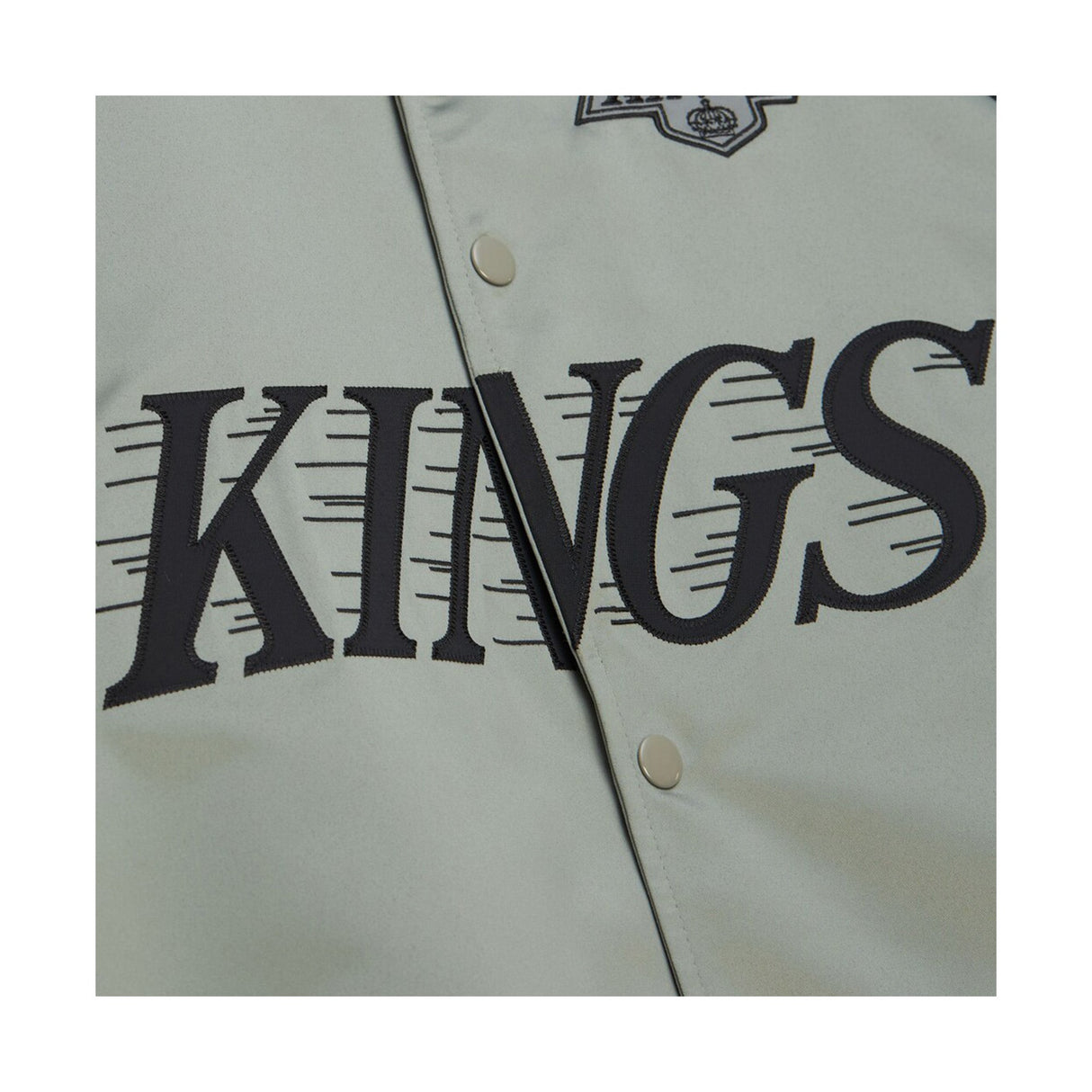 Los Angeles Kings Vintage Logo Double Clutch Gray Satin Full - Snap Jacket - Mitchell & Ness - 22030431601