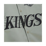 Los Angeles Kings Vintage Logo Double Clutch Gray Satin Full - Snap Jacket - Mitchell & Ness - 22030431601