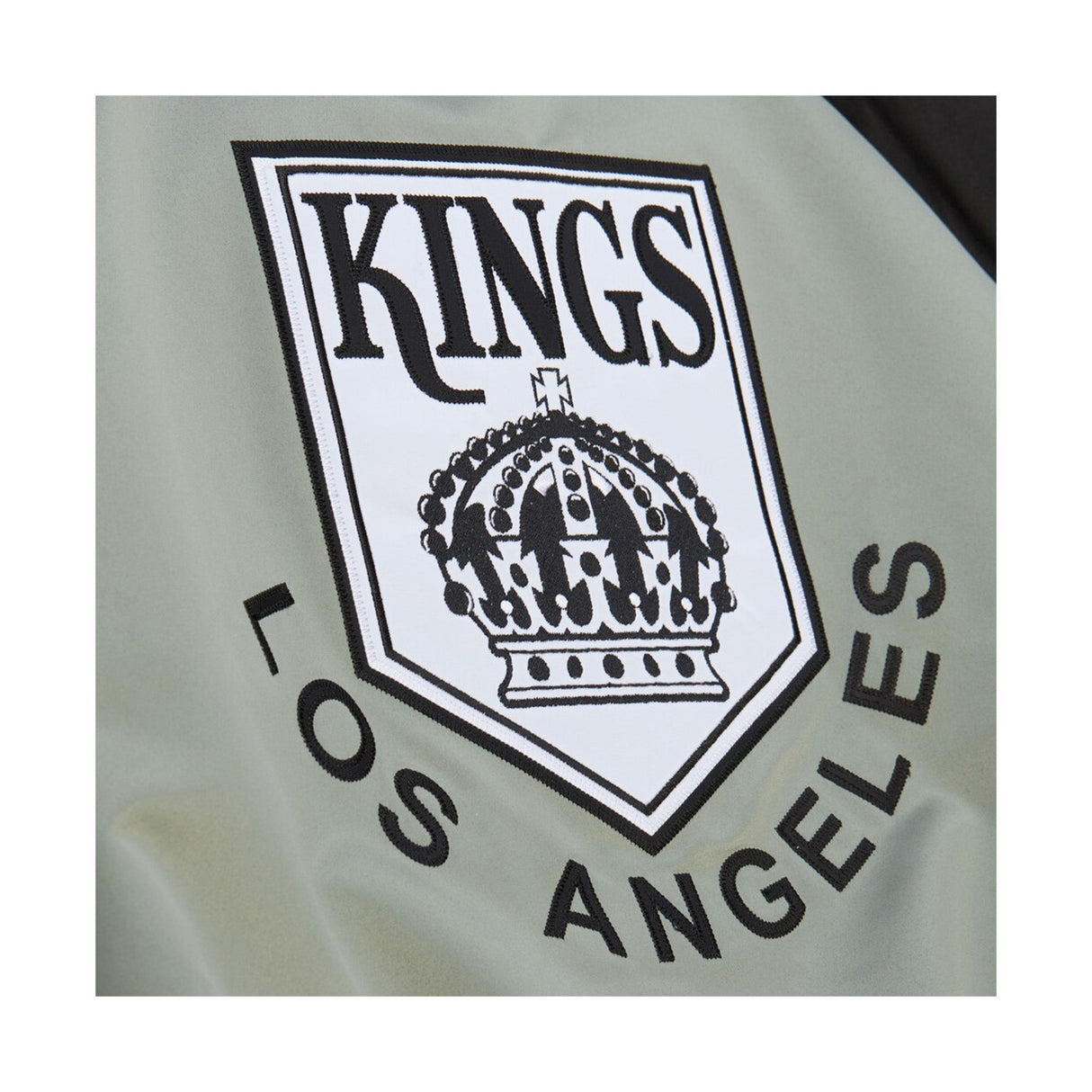 Los Angeles Kings Vintage Logo Double Clutch Gray Satin Full - Snap Jacket - Mitchell & Ness - 22030431601