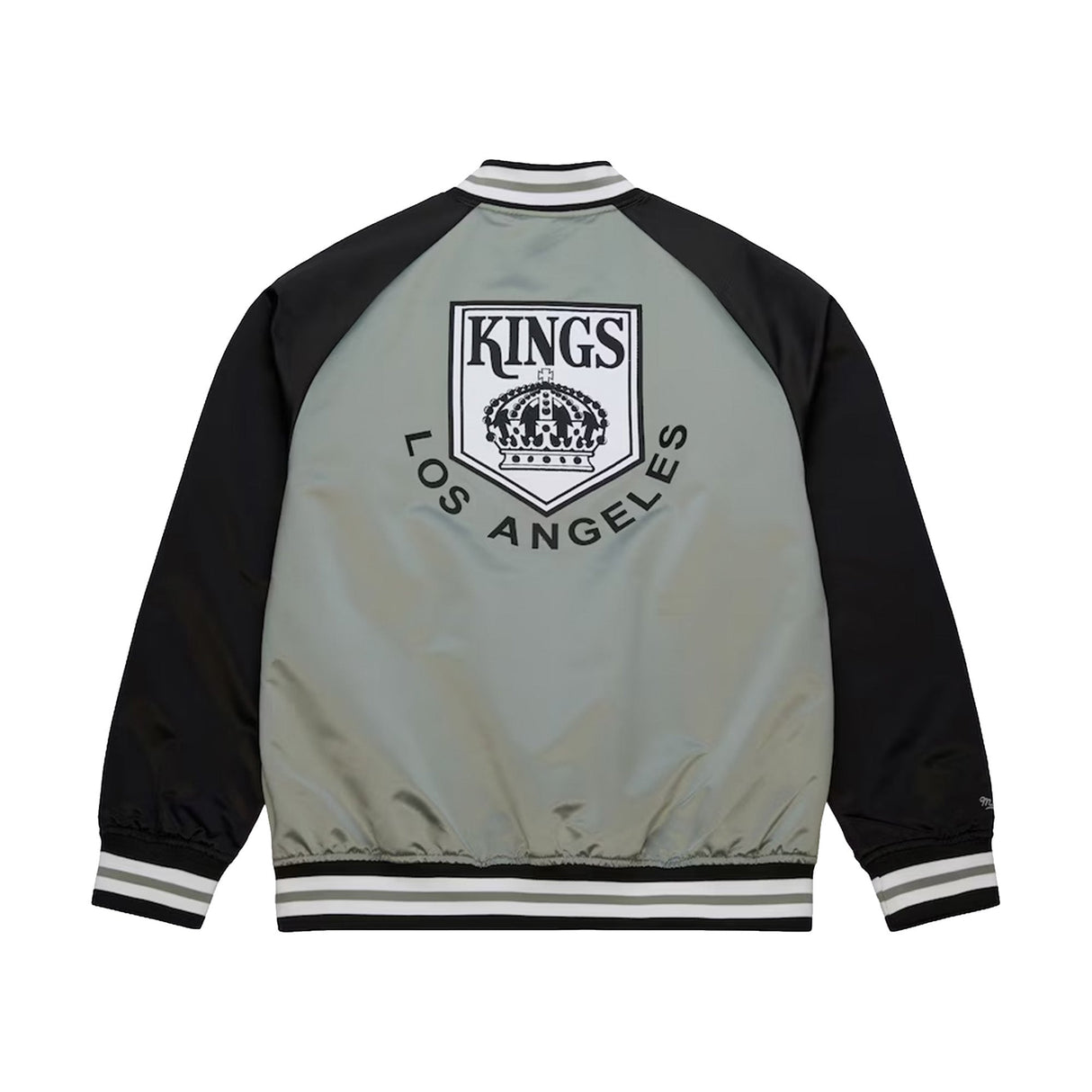 Los Angeles Kings Vintage Logo Double Clutch Gray Satin Full - Snap Jacket - Mitchell & Ness - 22030431601