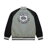 Los Angeles Kings Vintage Logo Double Clutch Gray Satin Full - Snap Jacket - Mitchell & Ness - 22030431601