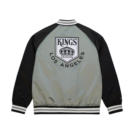 Los Angeles Kings Vintage Logo Double Clutch Gray Satin Full - Snap Jacket - Mitchell & Ness - 22030431601