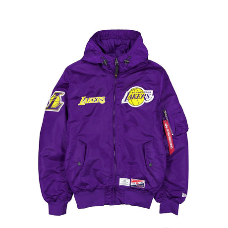 Los Angeles Lakers Alpha Industries L - 2B Hooded Bomber Jacket - New Era - 