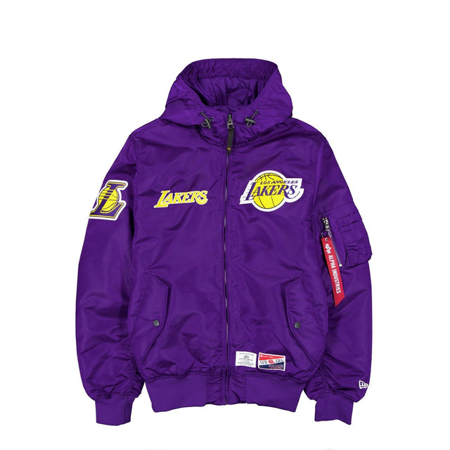 Los Angeles Lakers Alpha Industries L - 2B Hooded Bomber Jacket - New Era - 