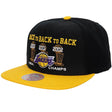 Los Angeles Lakers Back to Back to Back Champions Snapback Hat - Mitchell & Ness - 