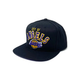 Los Angeles Lakers Black City of Angels Script Snapback Hat - Mitchell & Ness - 