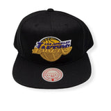 Los Angeles Lakers Black Hardwood Classics Champs Snapback Hat - Mitchell & Ness - 