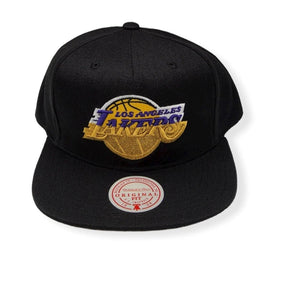 Los Angeles Lakers Black Hardwood Classics Champs Snapback Hat - Mitchell & Ness - 