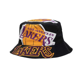 Los Angeles Lakers Black Hardwood Classics Cut - Up Bucket Hat - Mitchell & Ness - 
