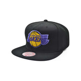 Los Angeles Lakers Black Hardwood Classics Purple Logo Snapback Hat - Mitchell & Ness - 