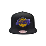 Los Angeles Lakers Black Hardwood Classics Purple Logo Snapback Hat - Mitchell & Ness - 