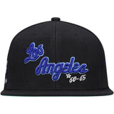 Los Angeles Lakers Black Hardwood Classics Timeline Fitted Hat - Mitchell & Ness - 