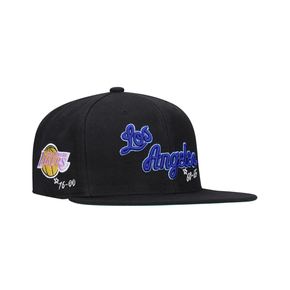 Los Angeles Lakers Black Hardwood Classics Timeline Fitted Hat - Mitchell & Ness - 31002201