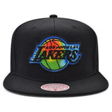 Los Angeles Lakers Black Thermal Logo Snapback Hat - Mitchell & Ness - 