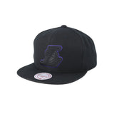 Los Angeles Lakers Black Tonal Purple - Trim Logo Snapback Hat - Mitchell & Ness - 