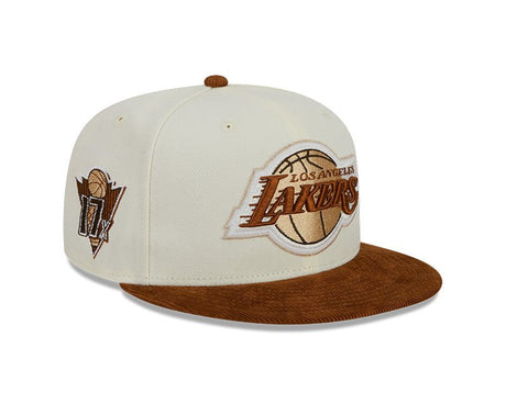Los Angeles Lakers Cream/Brown Corduroy Visor 59FIFTY Fitted Hat - New Era - 