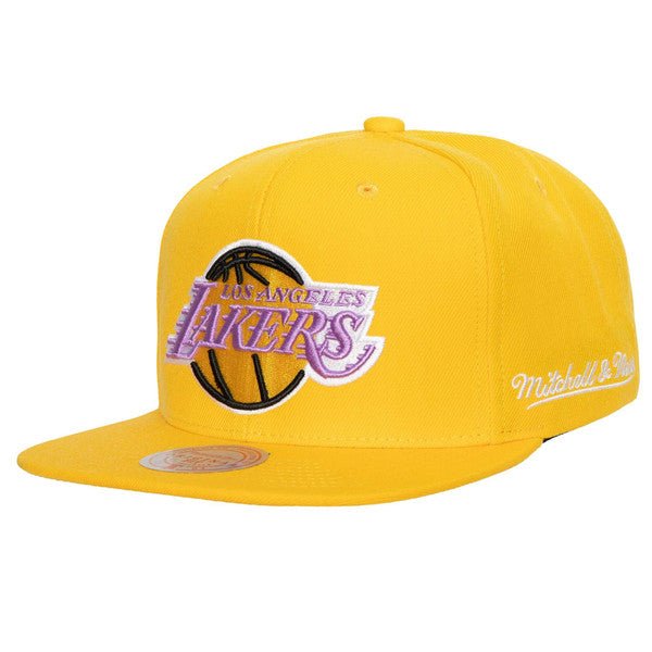 Los Angeles Lakers Gold Classic Logo Snapback Hat - Mitchell & Ness - 