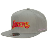 Los Angeles Lakers Gray Hardwood Classics Till Dawn Fitted Hat - Mitchell & Ness - 