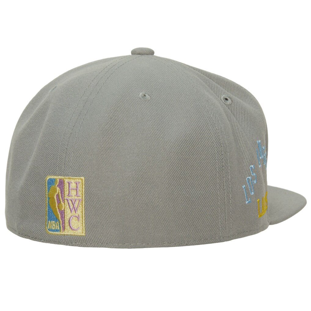 Los Angeles Lakers Gray Hardwood Classics Till Dawn Fitted Hat - Mitchell & Ness - 