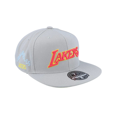 Los Angeles Lakers Gray Hardwood Classics Till Dawn Fitted Hat - Mitchell & Ness - 22510821601