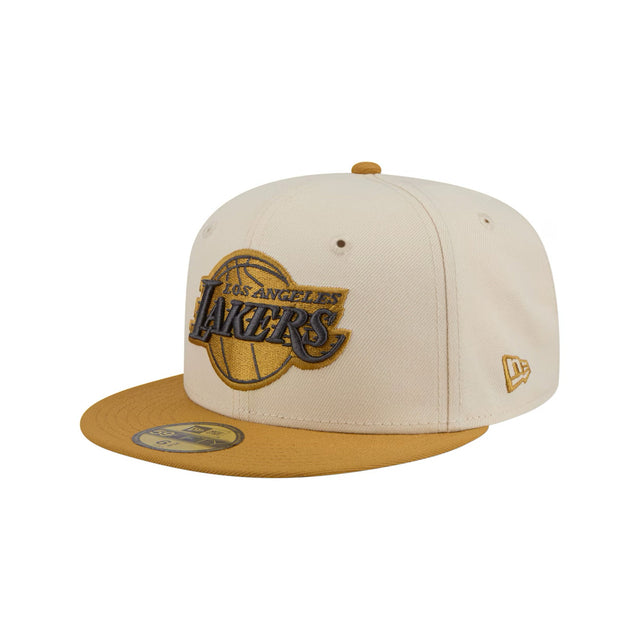 Los Angeles Lakers Two - Tone Cream Gold 59FIFTY Fitted Hat - New Era - 23440421601