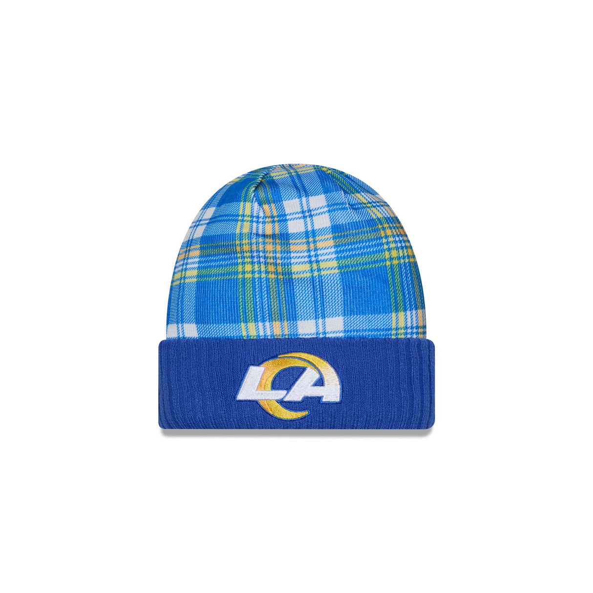Los Angeles Rams Royal Plaid Statement Beanie Cuffed Knit Hat - New Era - 