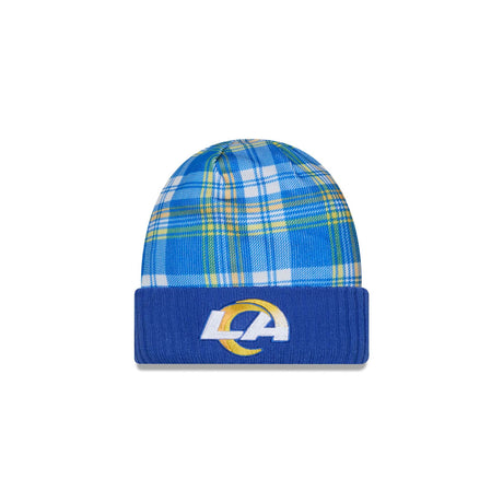 Los Angeles Rams Royal Plaid Statement Beanie Cuffed Knit Hat - New Era - 
