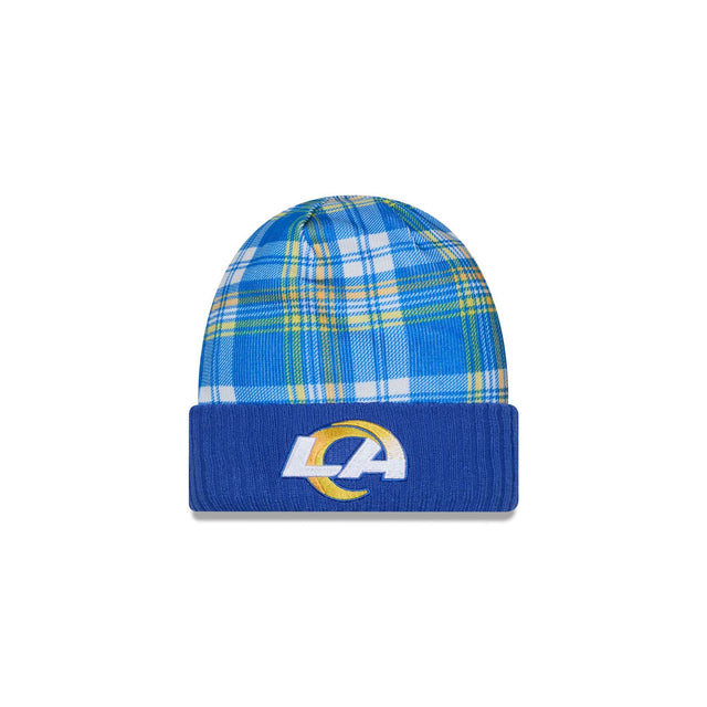 Los Angeles Rams Royal Plaid Statement Beanie Cuffed Knit Hat - New Era - 