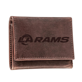 Los Angeles Rams, Tri - Fold Wallet, Brown, CH, 100% Genuine Leather - EG Collective - 801946048404