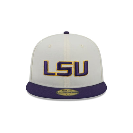 Louisiana State Tigers LSU Cream & Purple 59FIFTY Fitted Hat - New Era - 230110163201