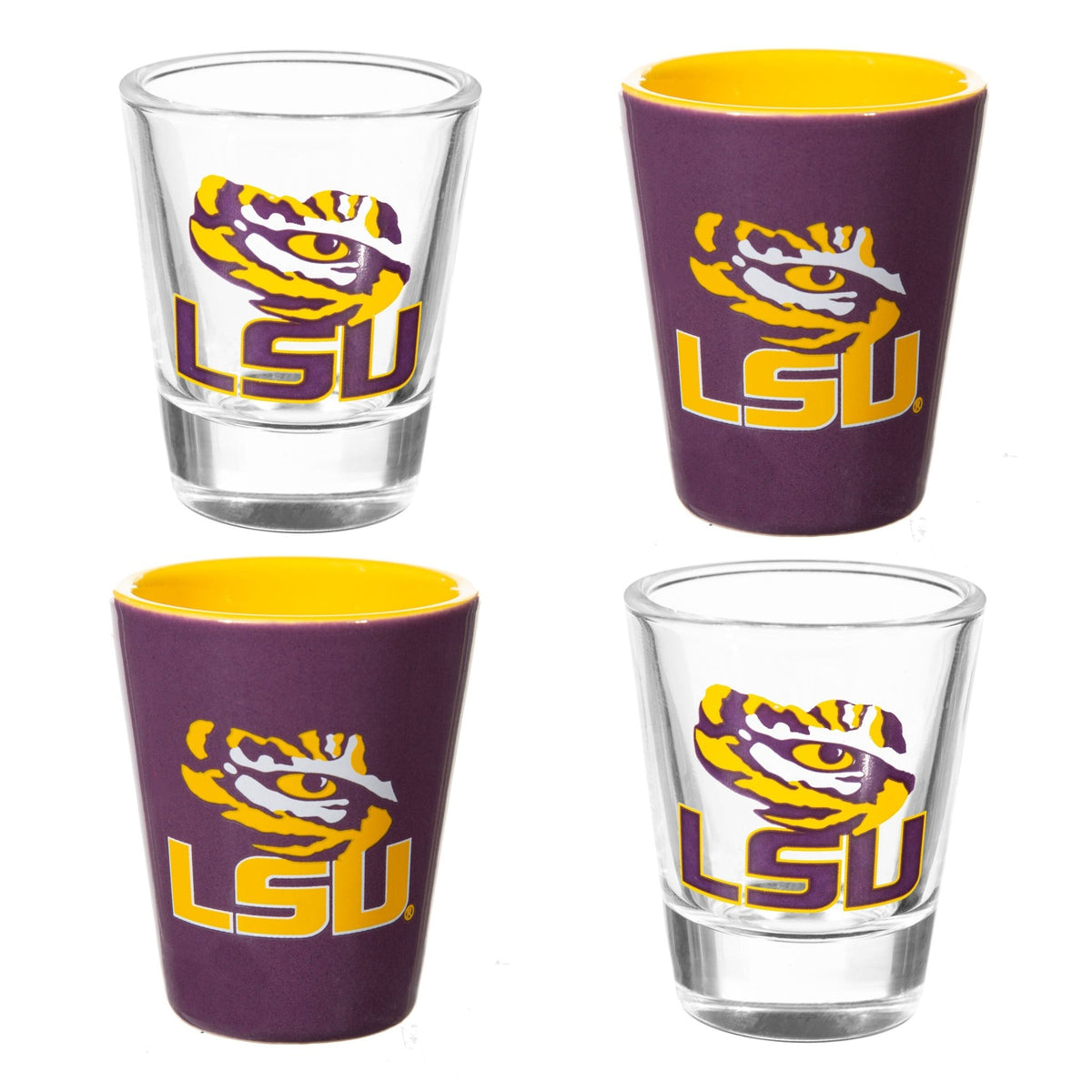 Louisiana State University 4-Piece Ceramic and Glass 2oz. Shot Glass Set - EG Collective - 801946180487