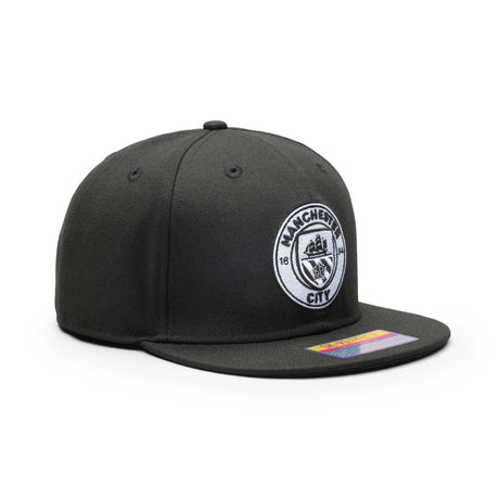 Manchester City Black & White Classic Badge Snap Back - Fan Ink - 