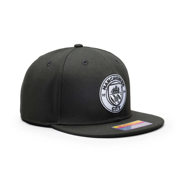Manchester City Black & White Classic Badge Snap Back - Fan Ink - 