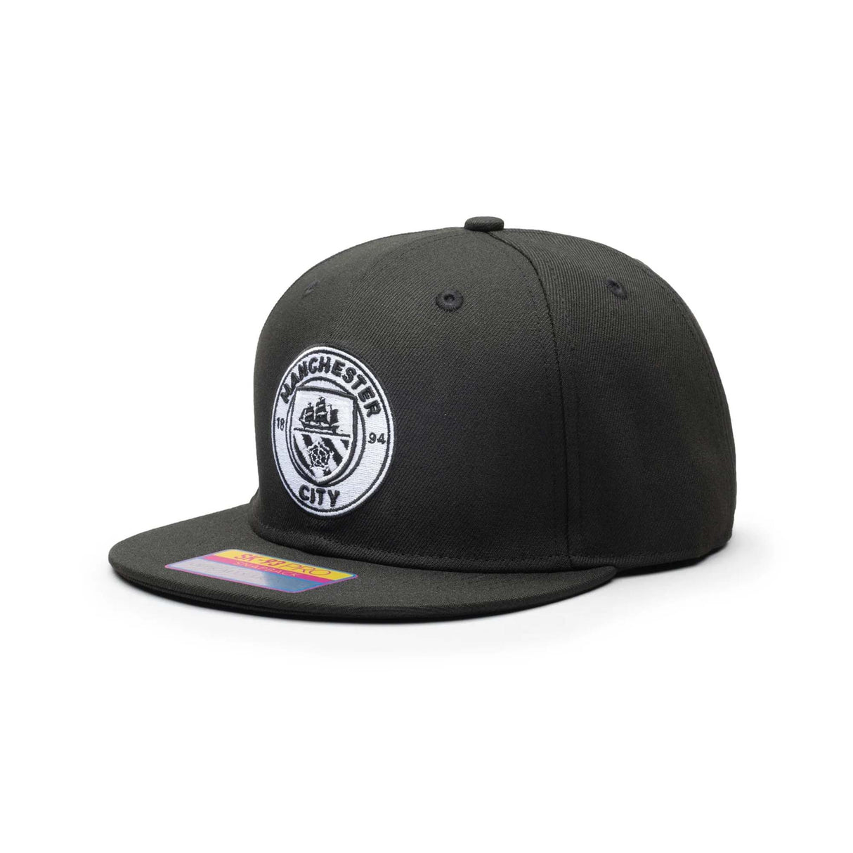 Manchester City Black & White Classic Badge Snap Back - Fan Ink - 