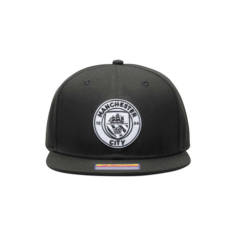 Manchester City Black & White Classic Badge Snap Back - Fan Ink - 