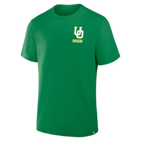 Oregon Ducks green quad legacy t-shirt featuring the Oregon logo on the chest, perfect for fans and supporters.