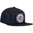 Los Angeles Clippers Winner Circle black snapback hat featuring bold lettering and team logo on the front.