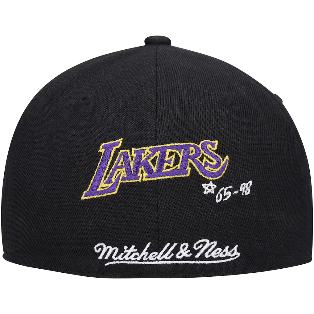 Los Angeles Lakers Black Hardwood Classics Timeline Fitted Hat