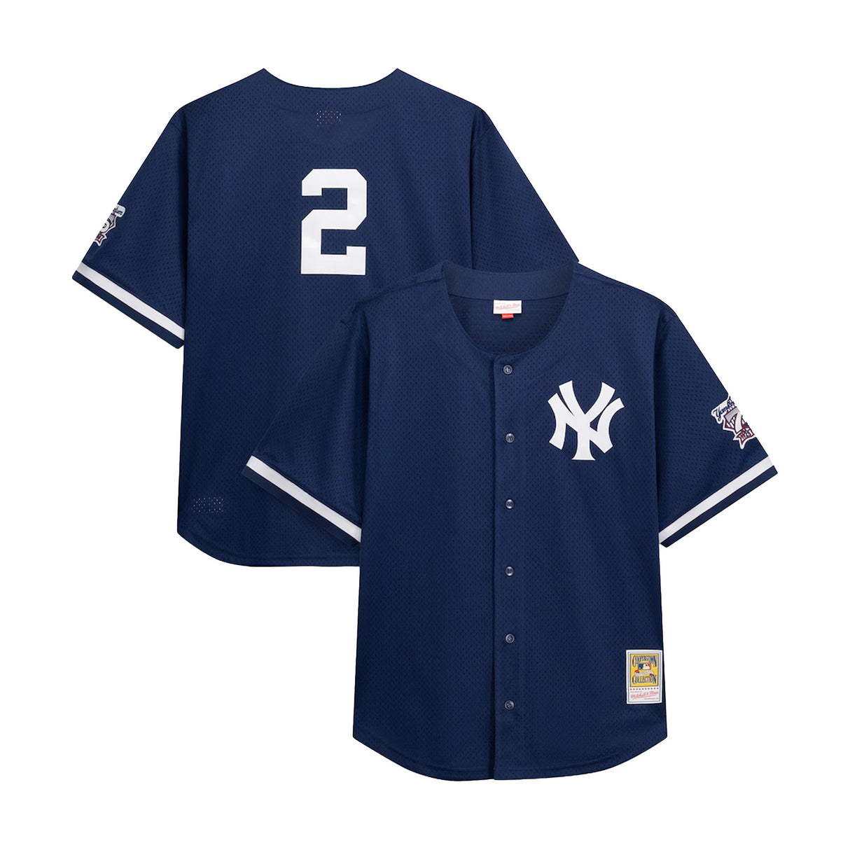 New York Yankees Derek Jeter Cooperstown Navy Mesh Batting Practice Button-Up Jersey