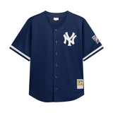 New York Yankees Derek Jeter Cooperstown Navy Mesh Batting Practice Button-Up Jersey