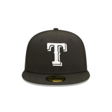 Texas Rangers Black & White Logo 59FIFTY Fitted Hat