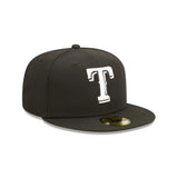 Texas Rangers Black & White Logo 59FIFTY Fitted Hat